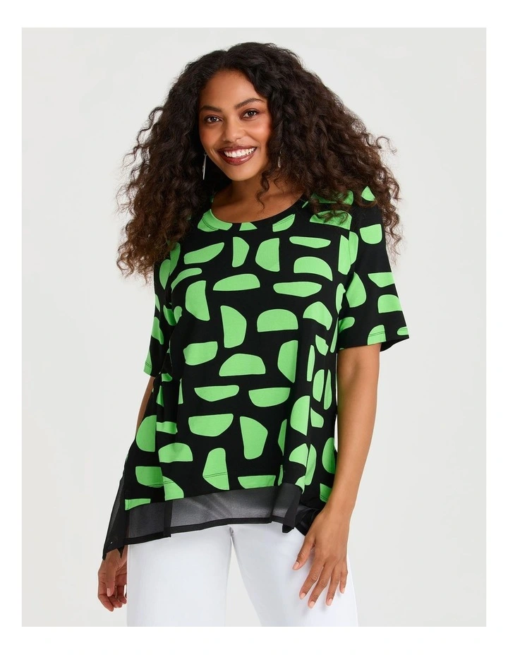 Natural Ayla Abstract Top in Midori/Black image 1
