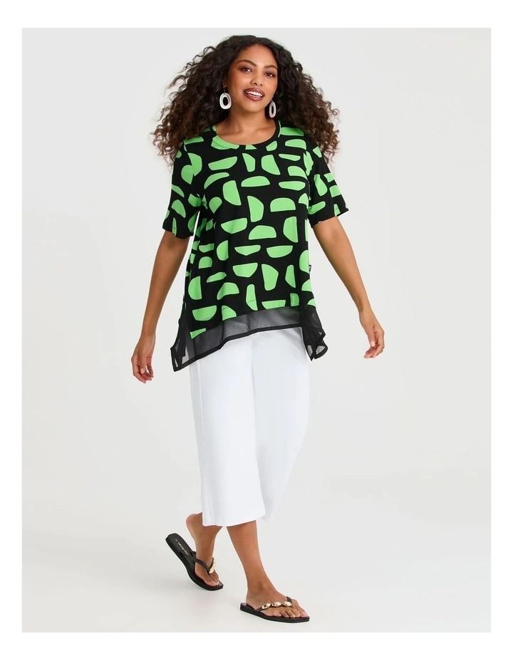Natural Ayla Abstract Top in Midori/Black image 3