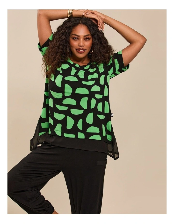 Natural Ayla Abstract Top in Midori/Black image 4