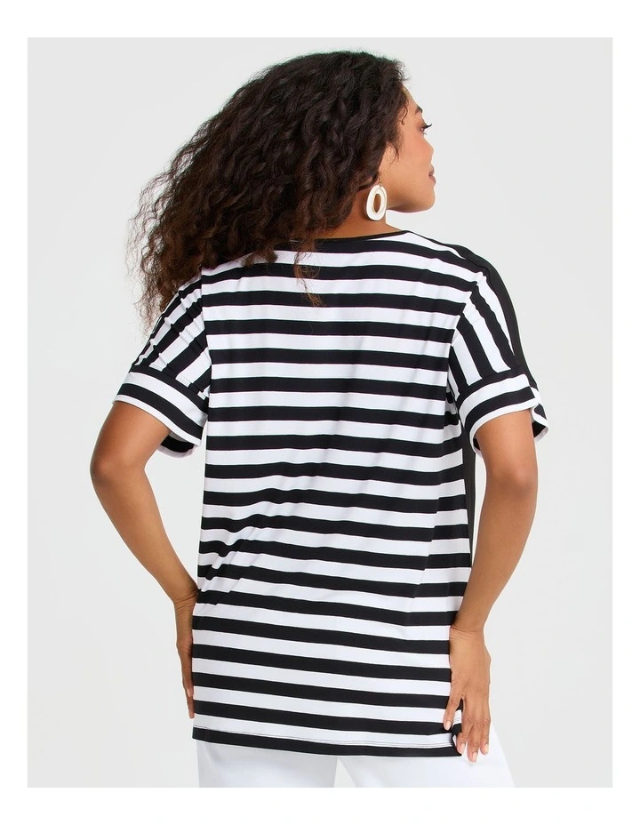 Natural Summer Stripe Top in Black/Stripe image 2