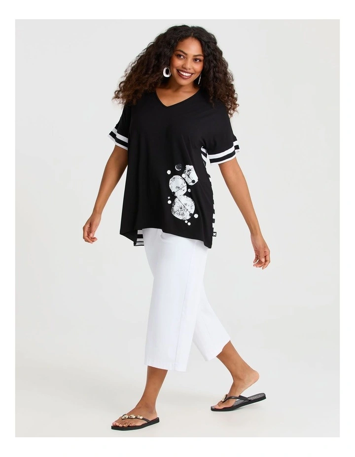 Natural Summer Stripe Top in Black/Stripe image 3