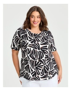 Cotton Mia Palm Top Print