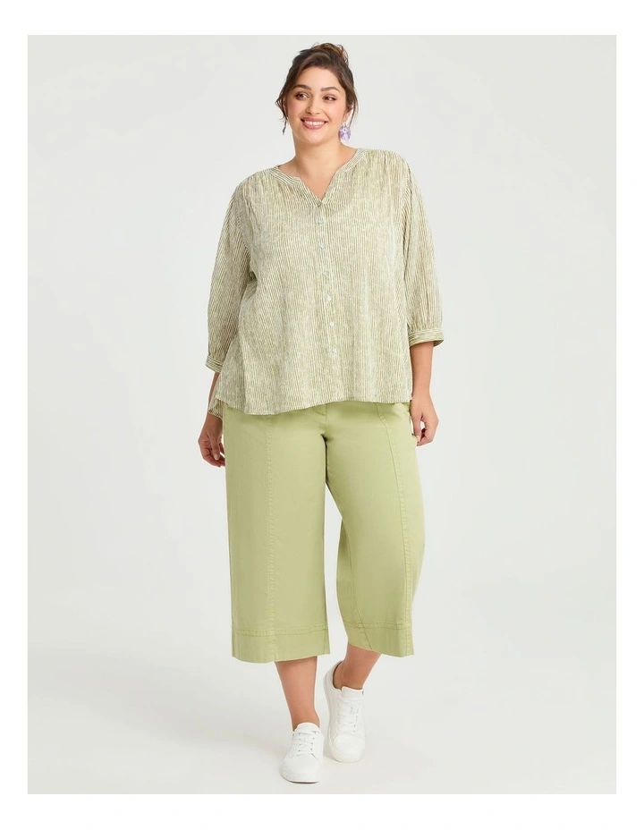 Cotton Stripe Button Top in Multi image 4