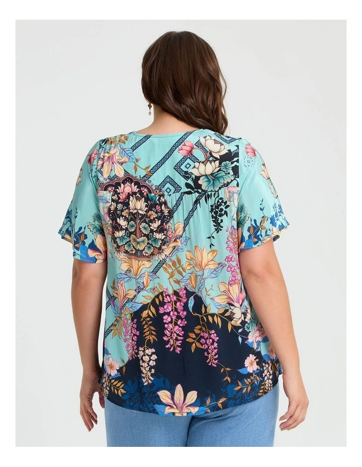Natural Lotus Floral Top in Print image 2