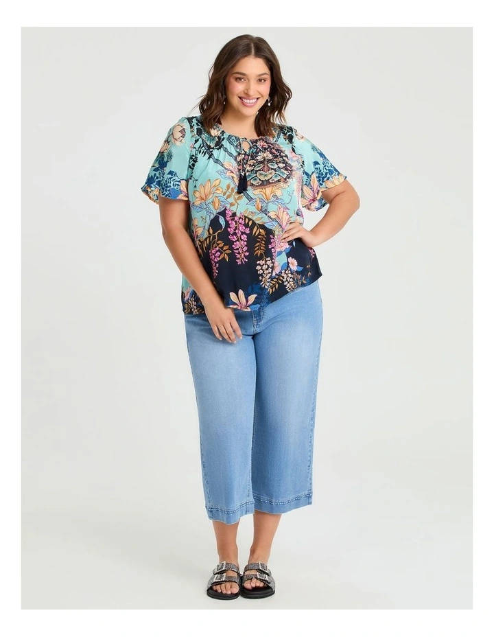 Natural Lotus Floral Top in Print image 3