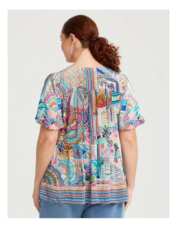 Natural Sunset Holiday Top in Print image 2