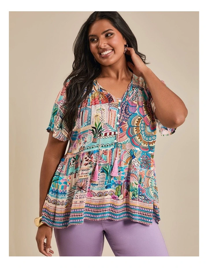 Natural Sunset Holiday Top in Print image 4