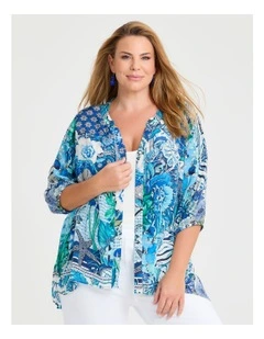 Natural Seabloom Button Top in Multi