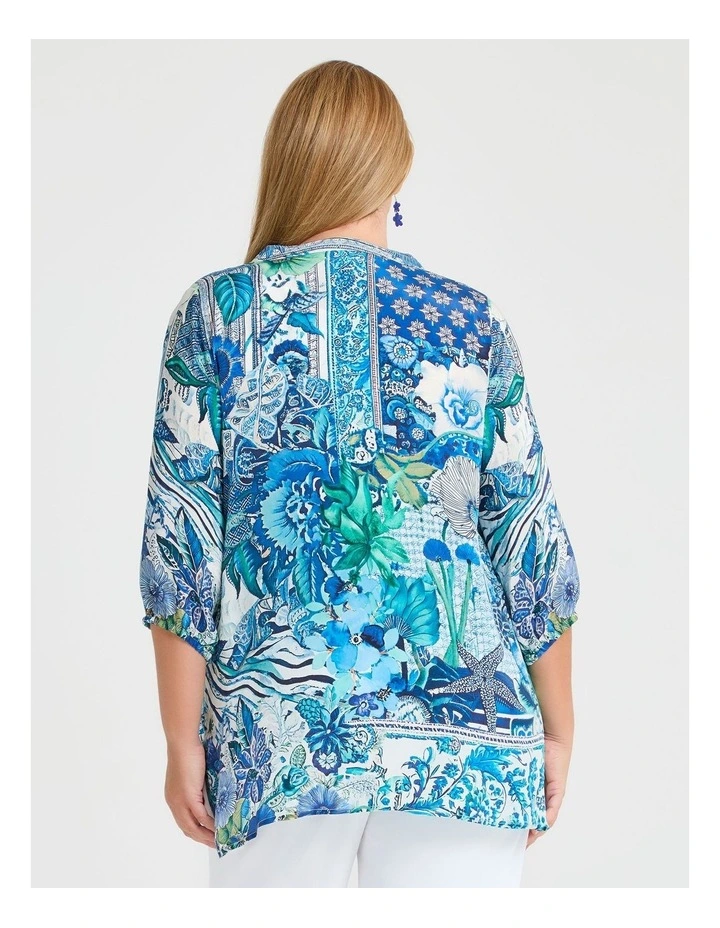 Natural Seabloom Button Top in Multi image 2