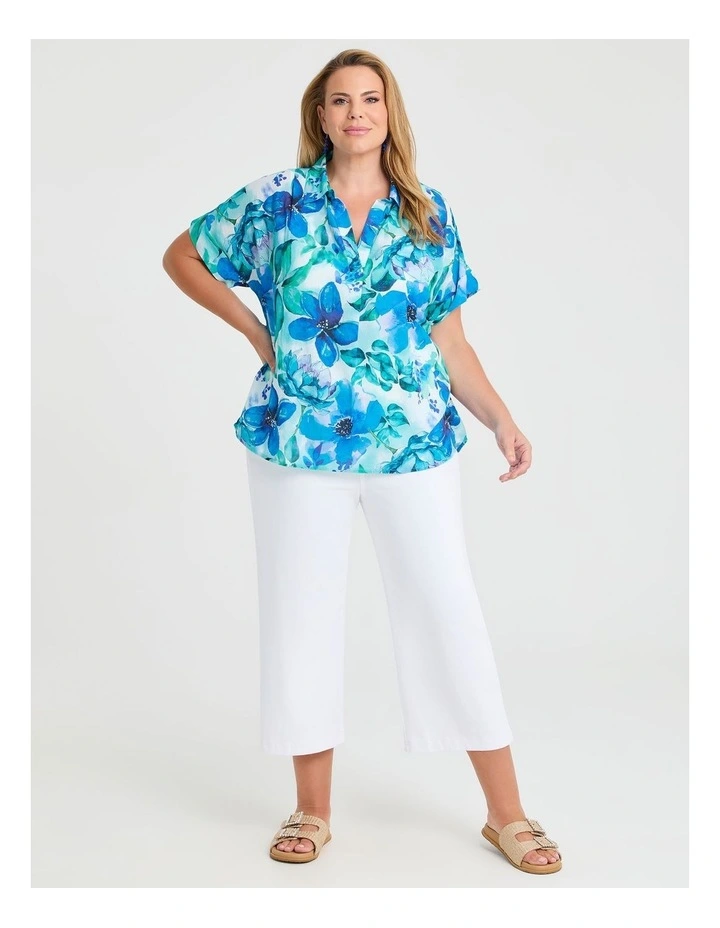 Cotton Garden Isle Print Top in Multi image 3