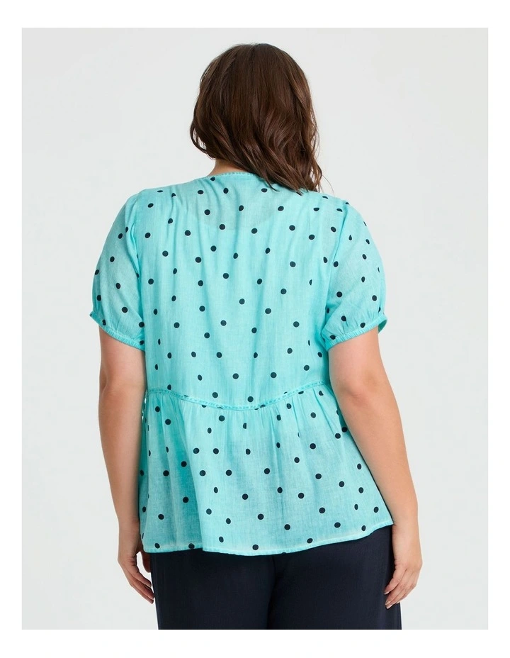 Cotton Tiered Spot Top in Seaspray image 2