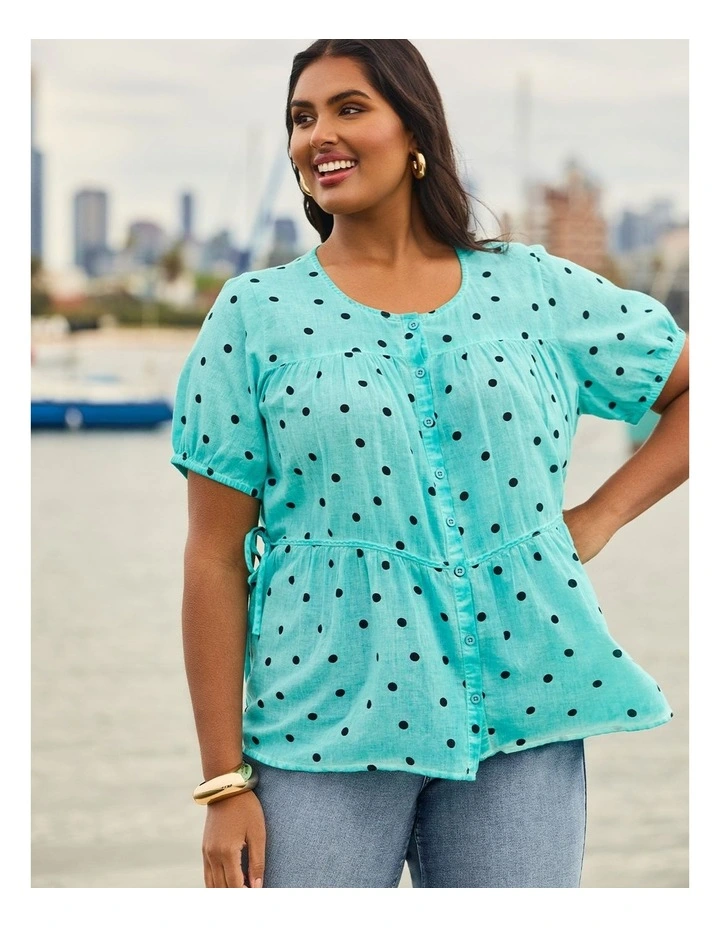 Cotton Tiered Spot Top in Seaspray image 4