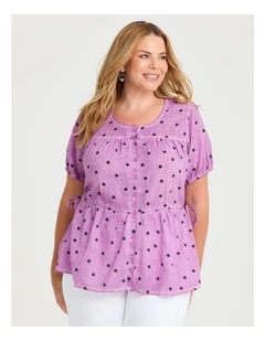 Cotton Tiered Spot Top Sweet Berry