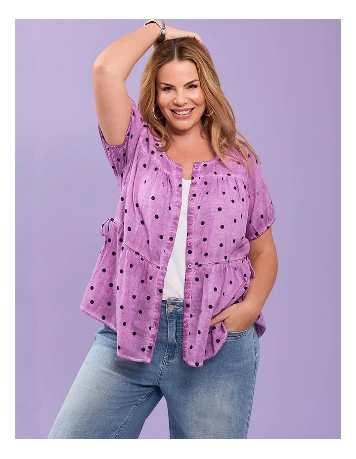 Cotton Tiered Spot Top Sweet Berry image 4