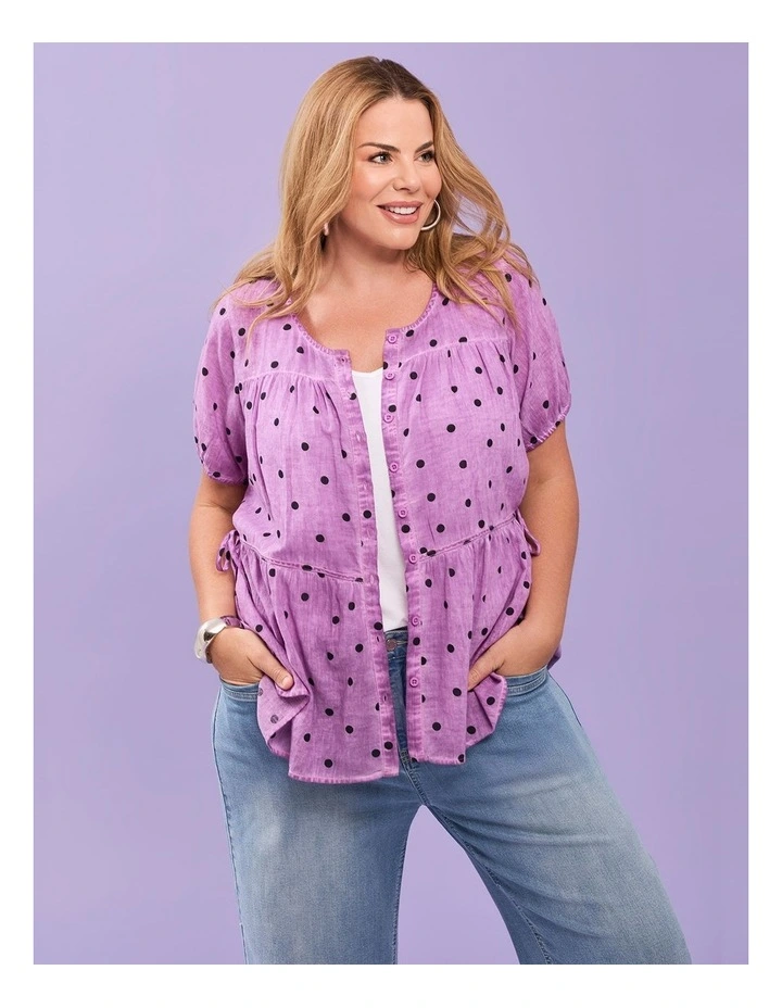 Cotton Tiered Spot Top Sweet Berry image 5