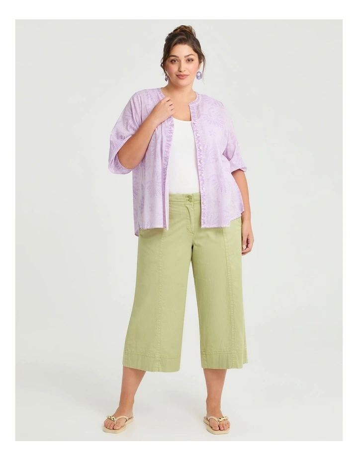 Cotton Broderie Print Top in Violet image 3