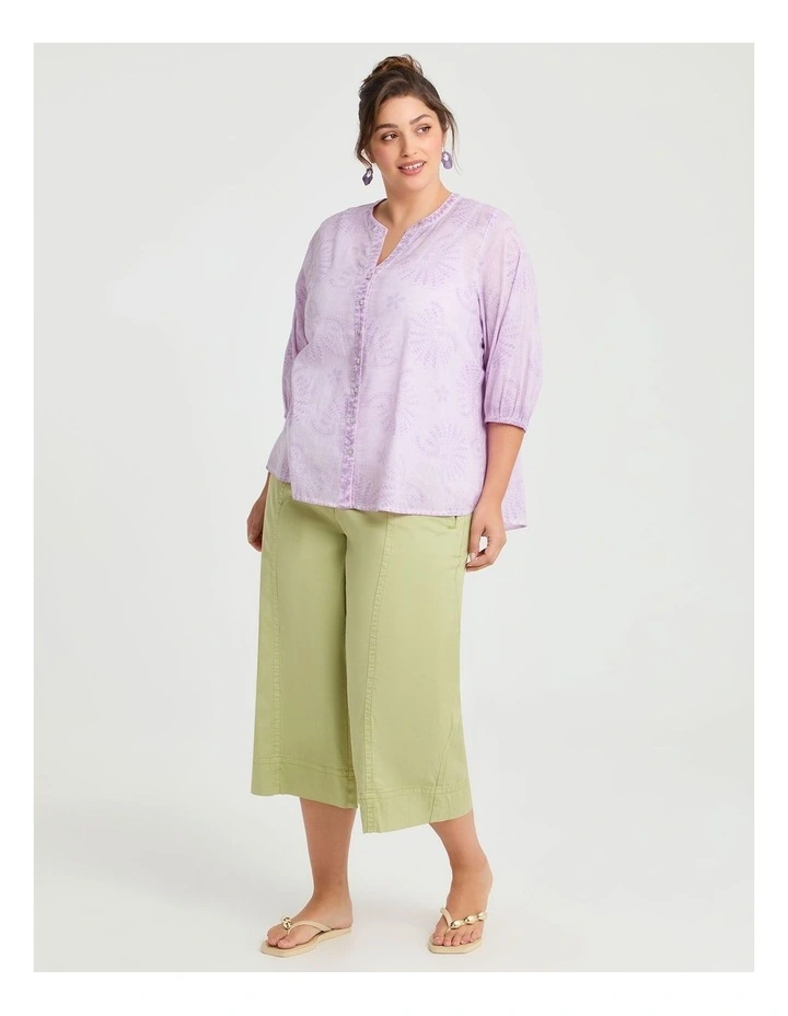 Cotton Broderie Print Top in Violet image 4