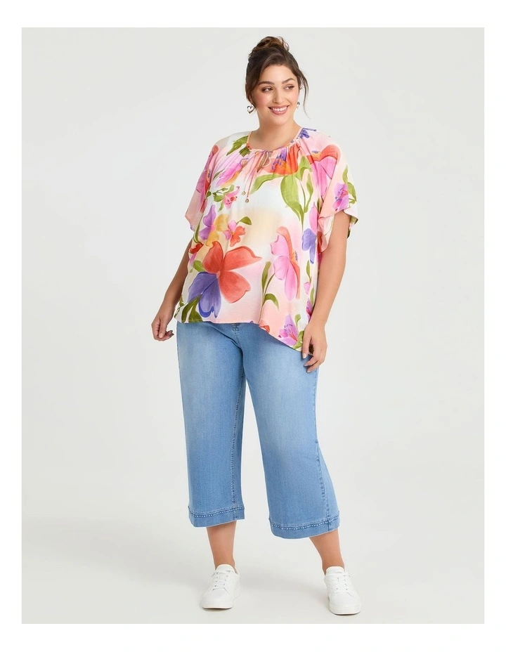 Natural Watercolour Blooms Top in Print image 3