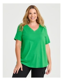 Organic Cotton V-neck T-shirt Fern Green