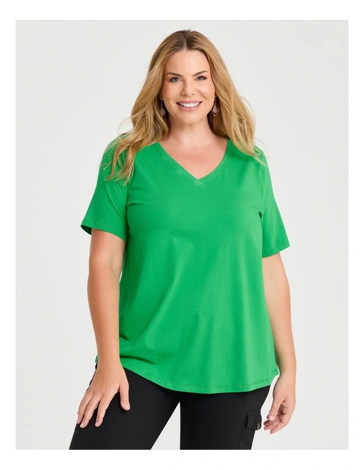 Organic Cotton V-neck T-shirt Fern Green image 1