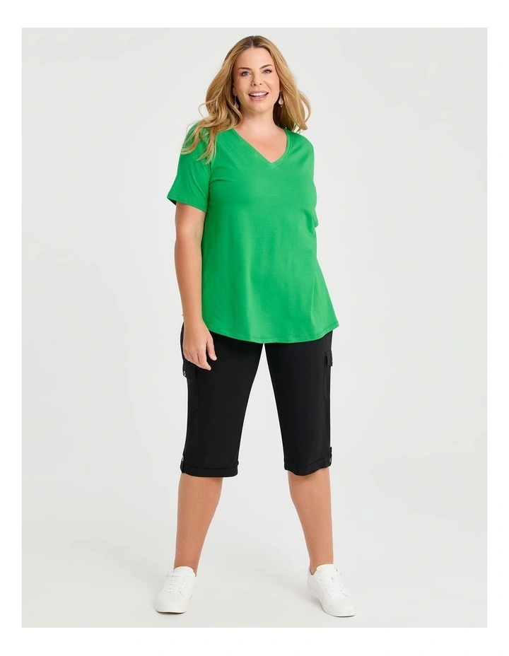 Organic Cotton V-neck T-shirt Fern Green image 3