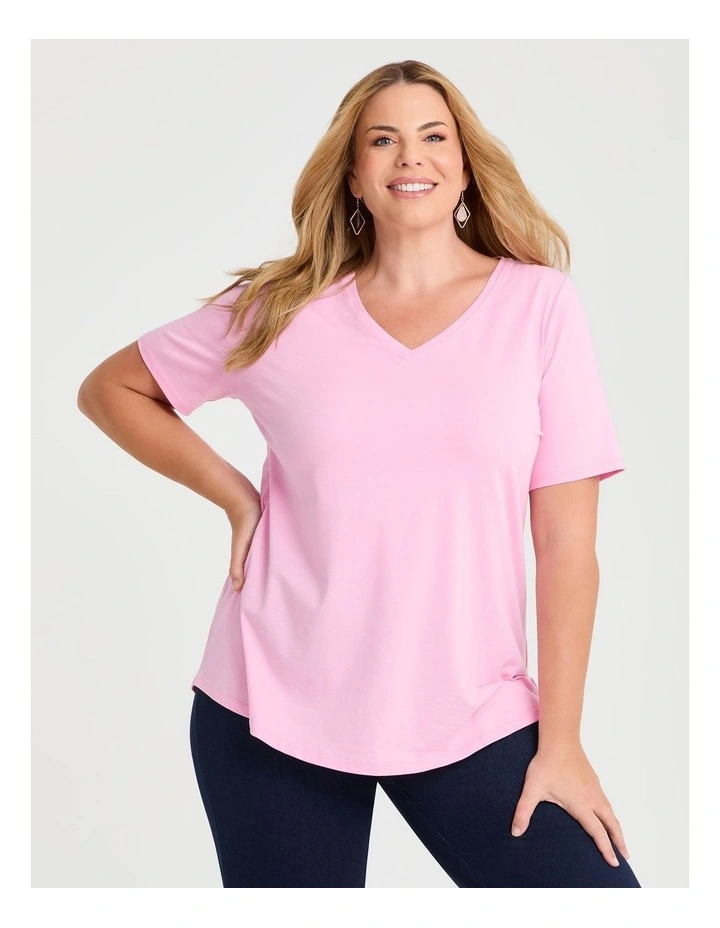 Organic Cotton V-neck T-shirt Aurora Pink image 1
