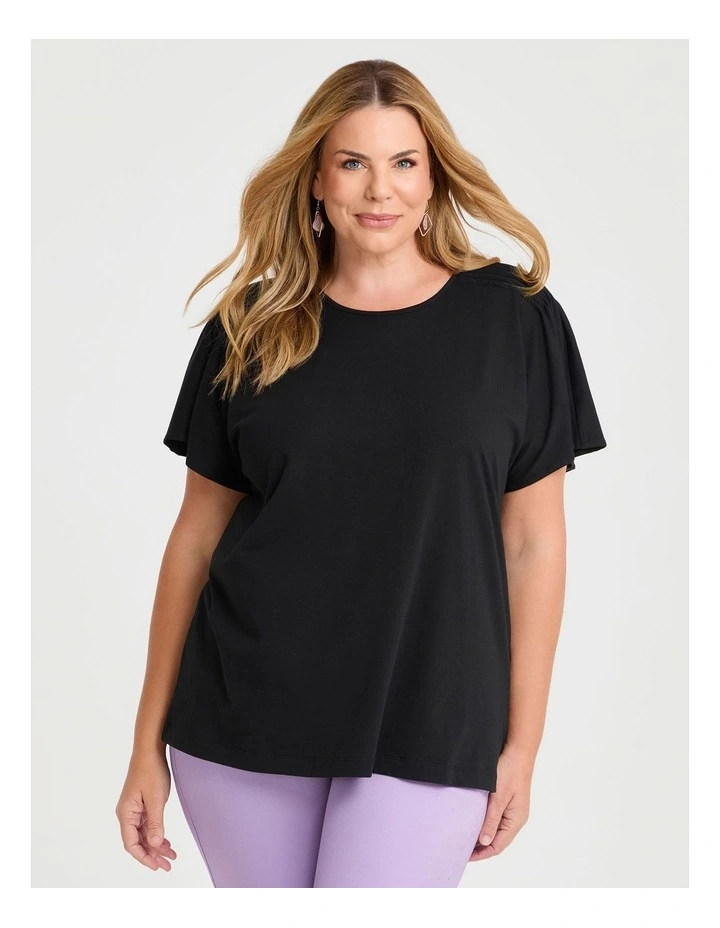 Cotton Pintuck Flutter Top Black image 1