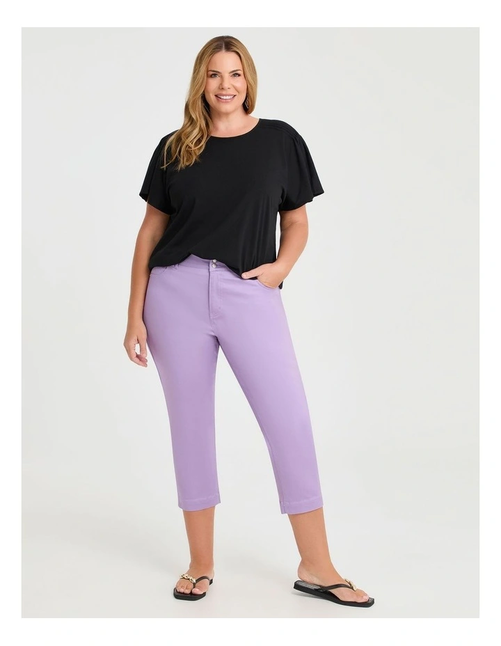 Cotton Pintuck Flutter Top in Black image 3