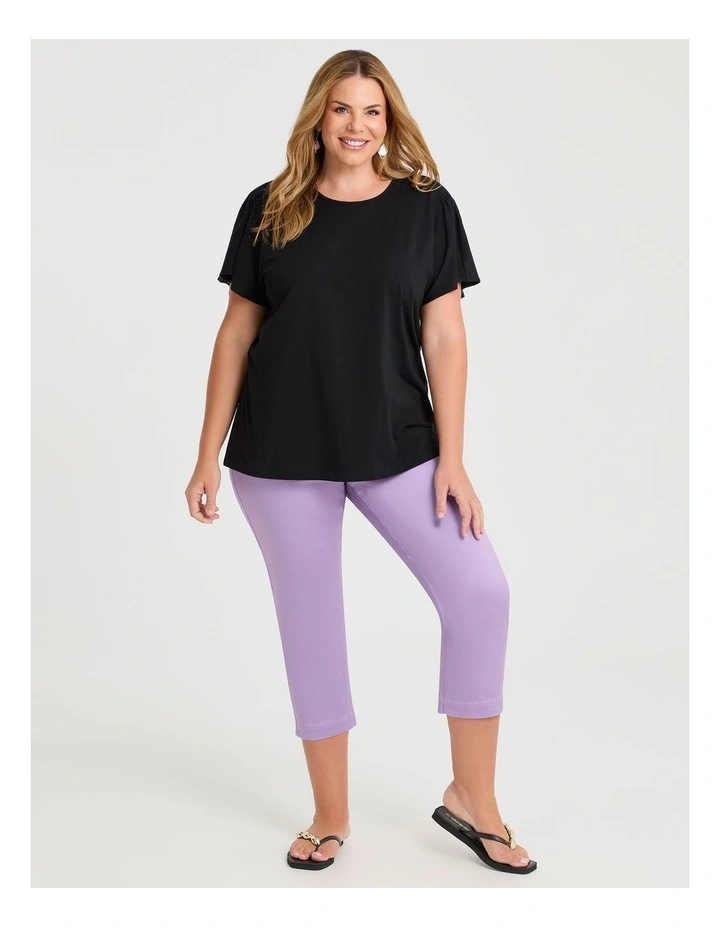 Cotton Pintuck Flutter Top in Black image 4