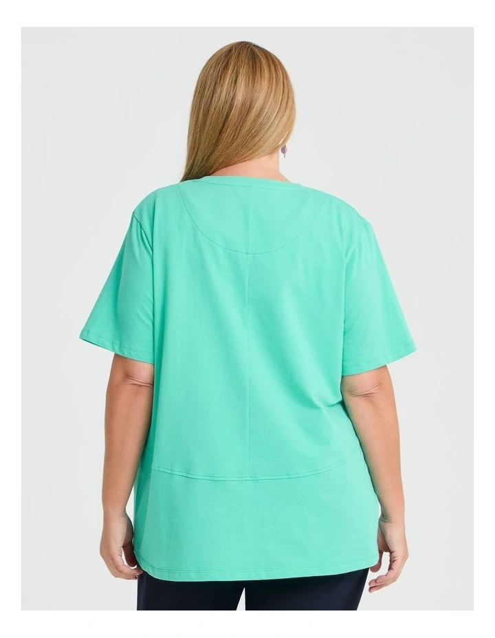 Cotton Flower Applique Sweat Top in Glacier Jade image 2