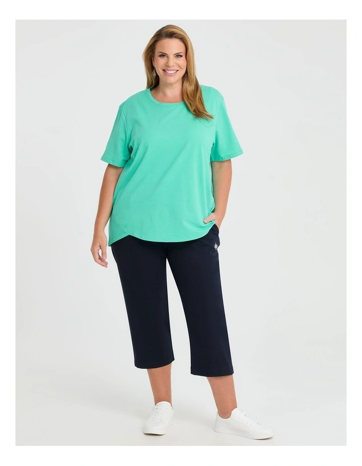 Cotton Flower Applique Sweat Top in Glacier Jade image 4