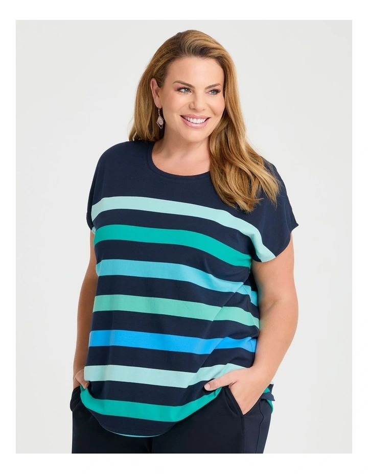 Cotton Mix Stripe Top in Multi image 1