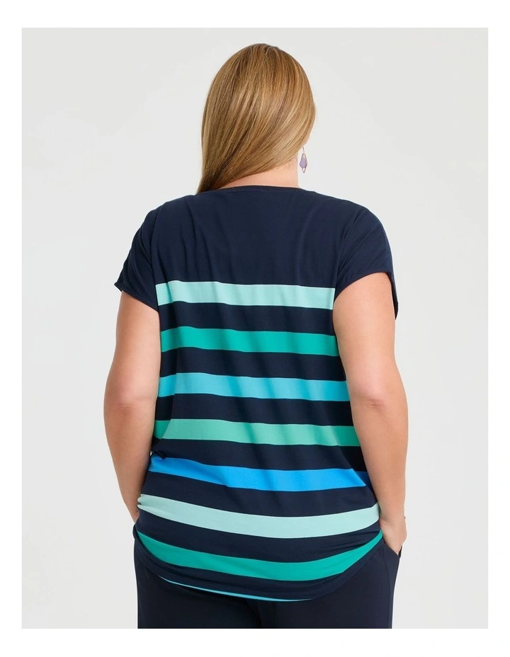 Cotton Mix Stripe Top in Multi image 2