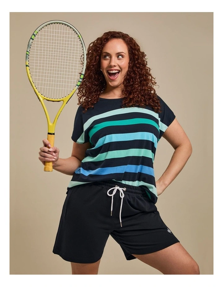 Cotton Mix Stripe Top in Multi image 3