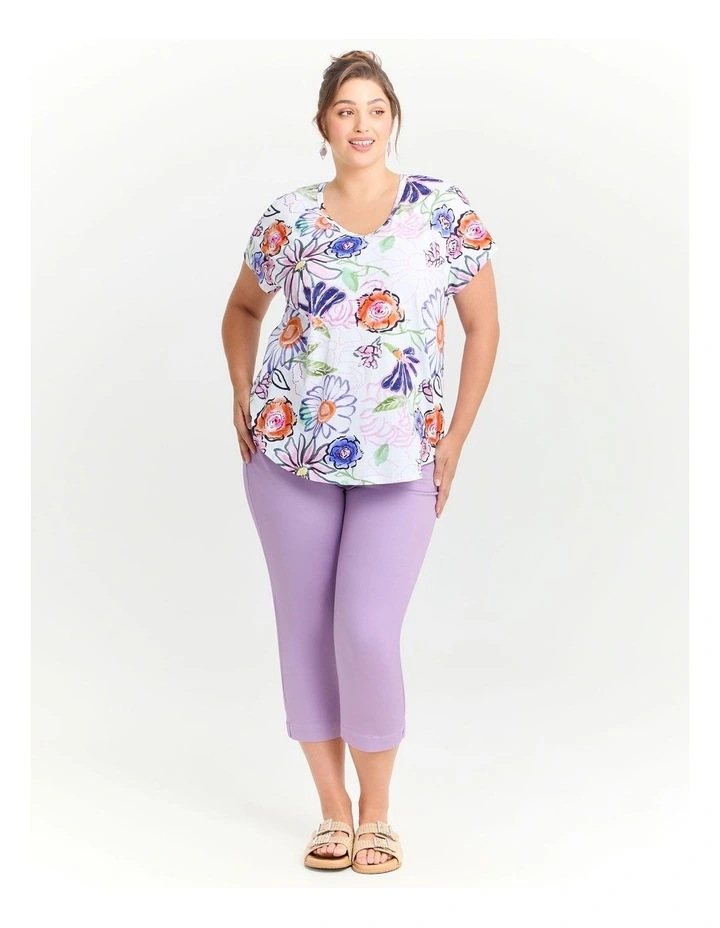 Cotton Floral Embroidery T-shirt in Print image 3