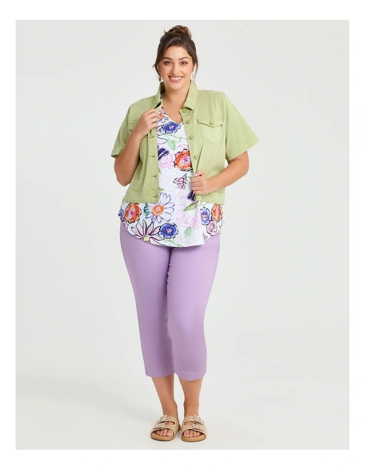 Cotton Floral Embroidery T-shirt in Print image 4