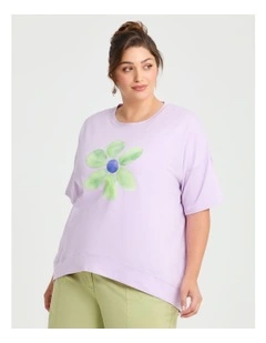 Cotton Flower Sweatshirt in Violet