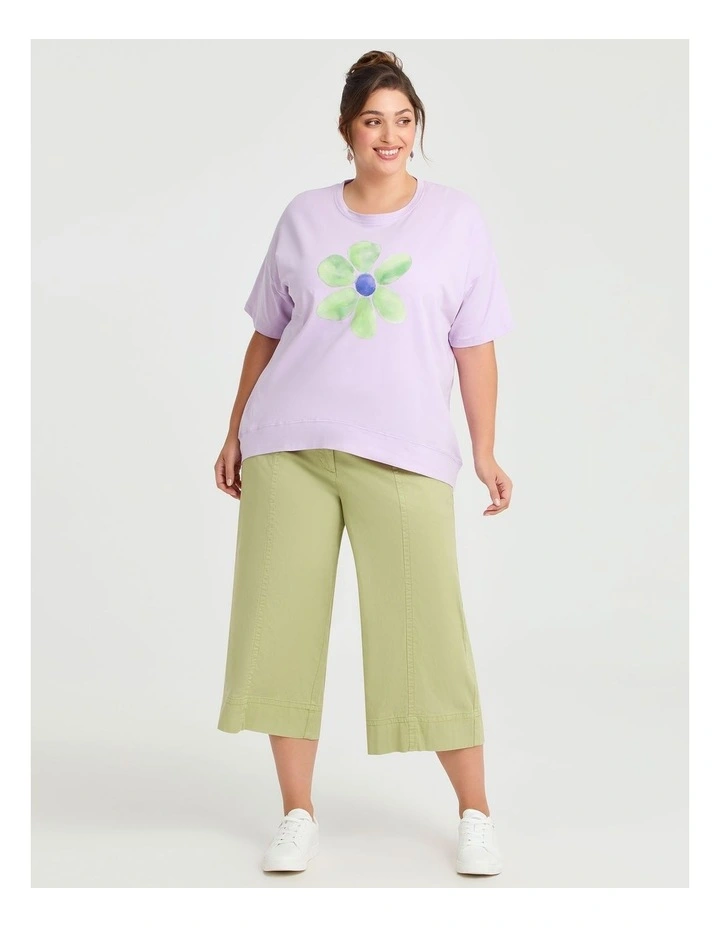 Cotton Flower Sweatshirt in Violet image 4