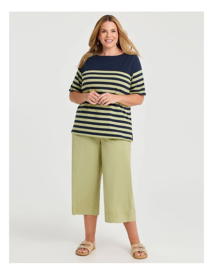 Cotton Breton Stripe Top Navy/matcha image 3