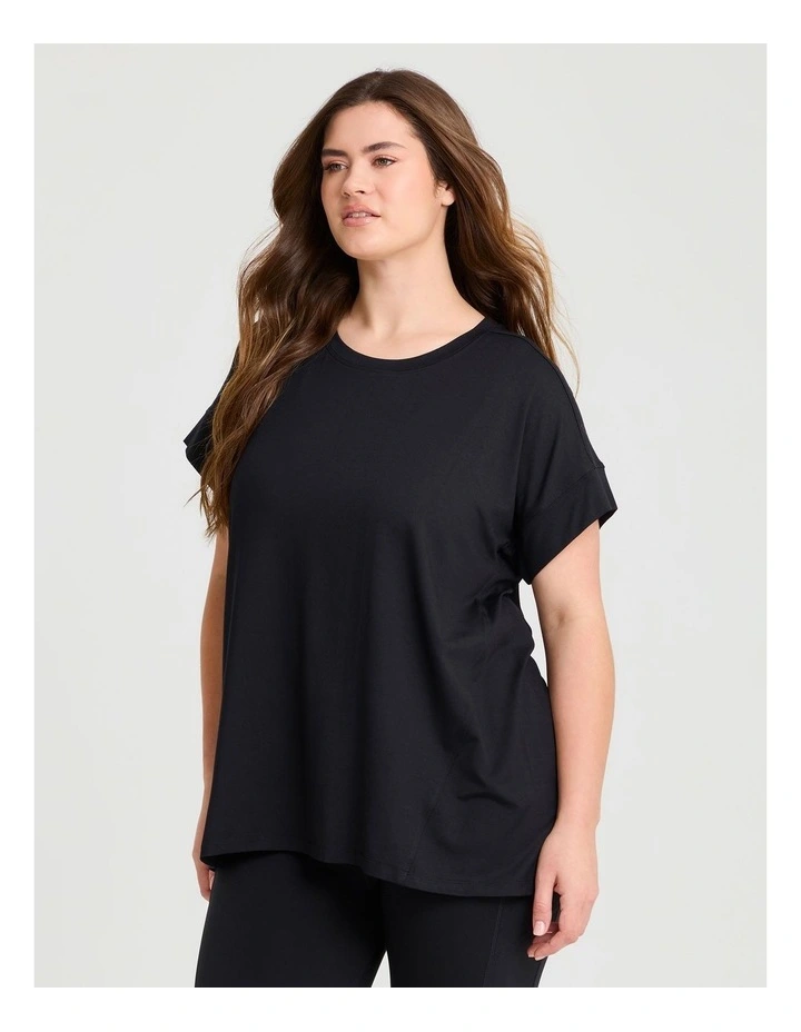 Modal Seam Detail T-shirt in Black image 1