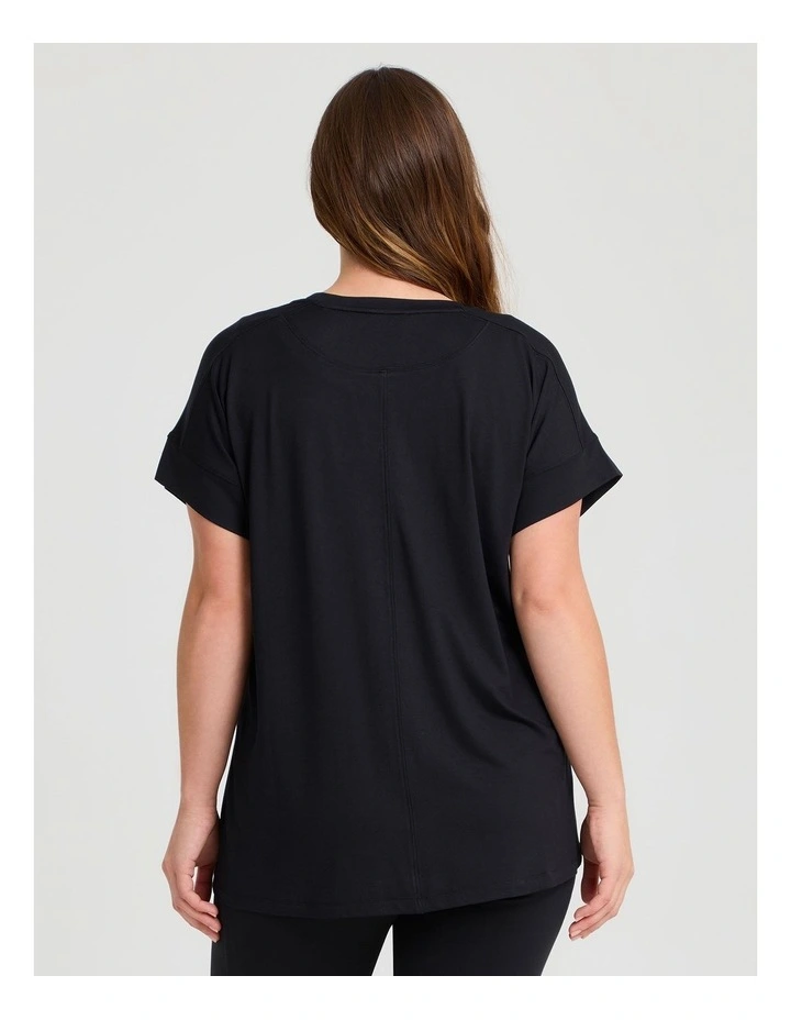 Modal Seam Detail T-shirt in Black image 2