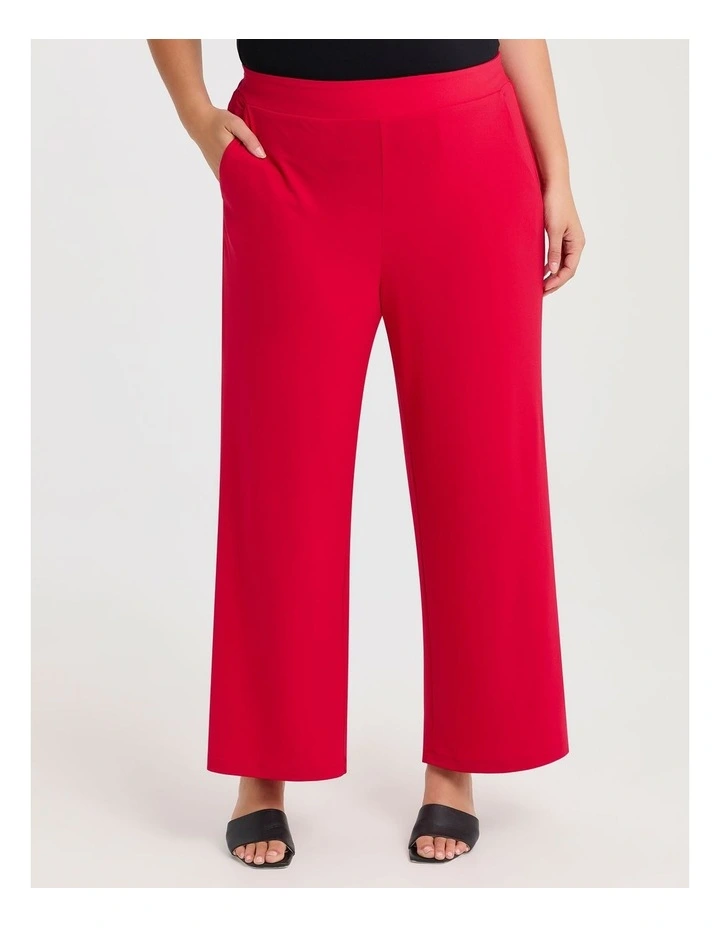 Eliza Knit Wide Leg Pant in Raspberry image 1