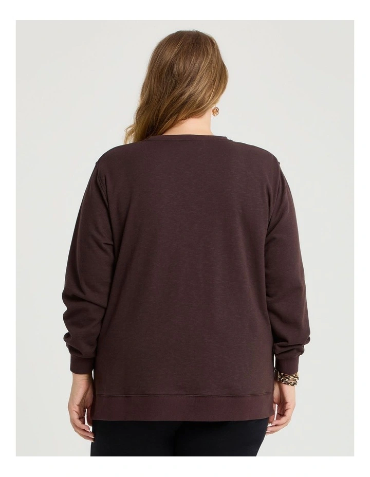 Boyfriend Tunic Sweat in Chocolate Fudge image 2