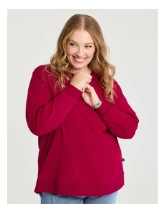 Boyfriend Tunic Sweat in Ruby Red