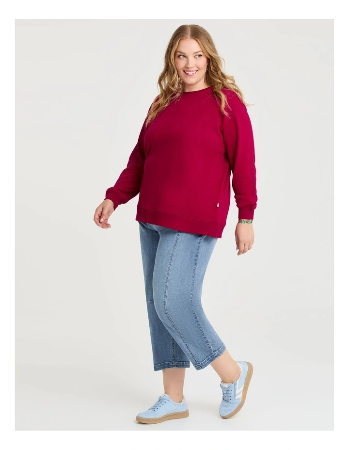 Boyfriend Tunic Sweat in Ruby Red image 3