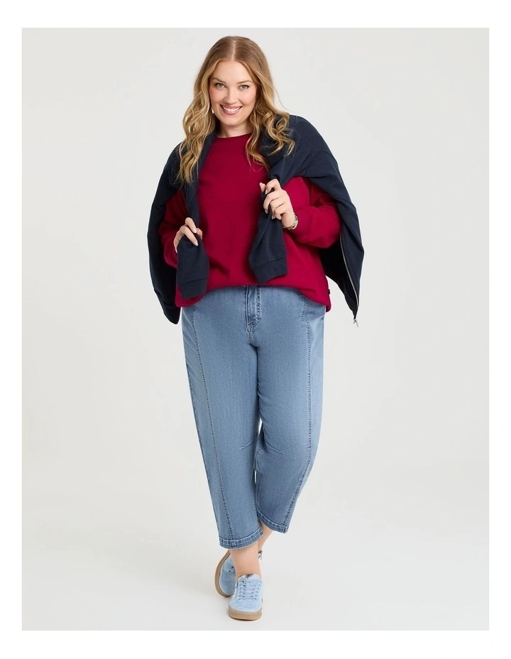 Boyfriend Tunic Sweat in Ruby Red image 4