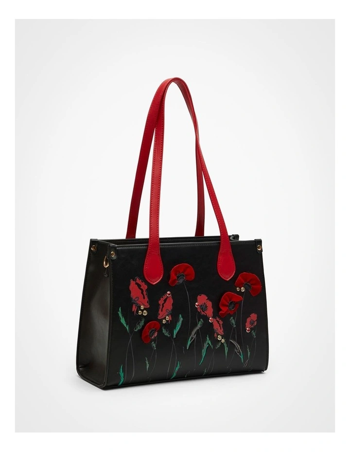 Square Poppy Shoulder Bag in Black image 3