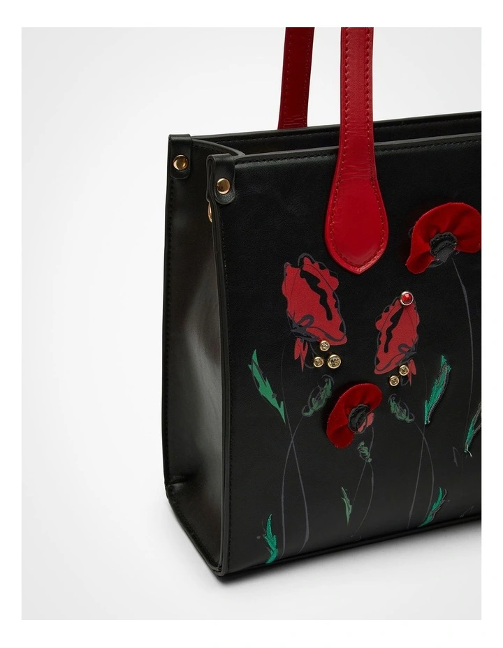 Square Poppy Shoulder Bag in Black image 4