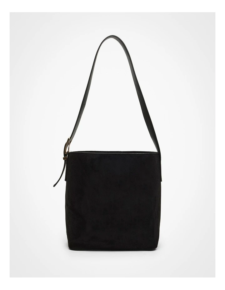 Faux Suede Shoulder Bag in Black image 1