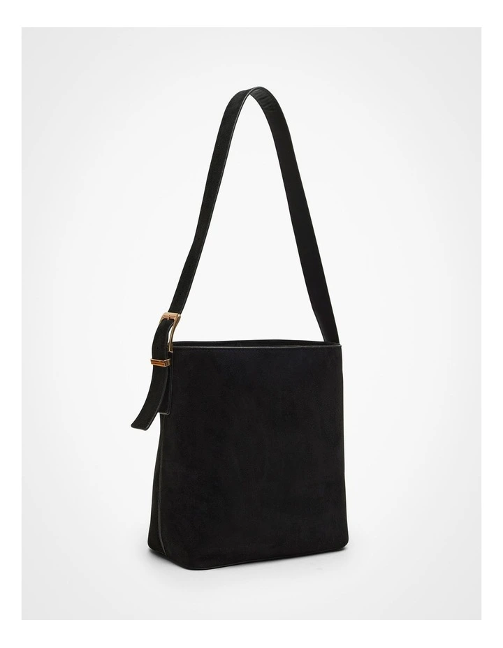 Faux Suede Shoulder Bag in Black image 2